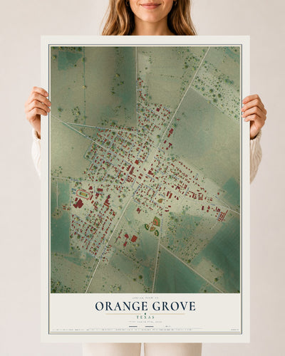 Map of Orange Grove, Texas, 24 x 36 inch unframed archival matte print