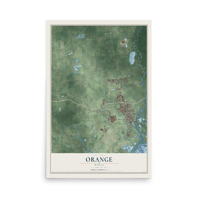 Map of Orange, Texas, 12 x 18 inch unframed archival matte print