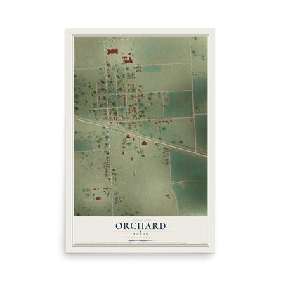 Map of Orchard, Texas, 12 x 18 inch unframed archival matte print