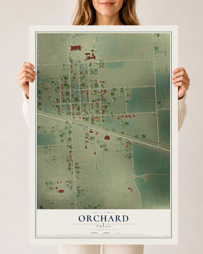 Map of Orchard, Texas, 24 x 36 inch unframed archival matte print