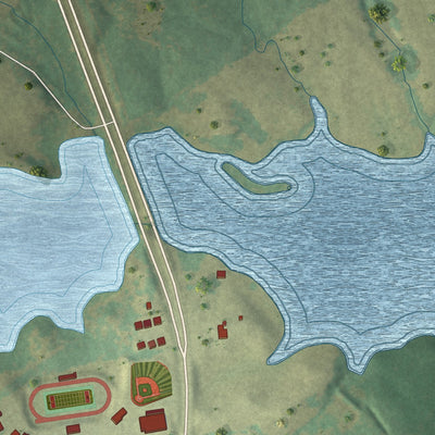Second close-up of the map of Ore City, Texas print showing more streets and buildings