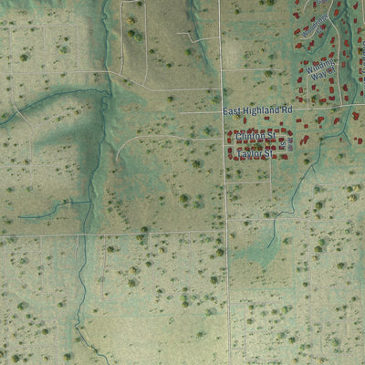 Second close-up of the map of Ovilla, Texas print showing more streets and buildings