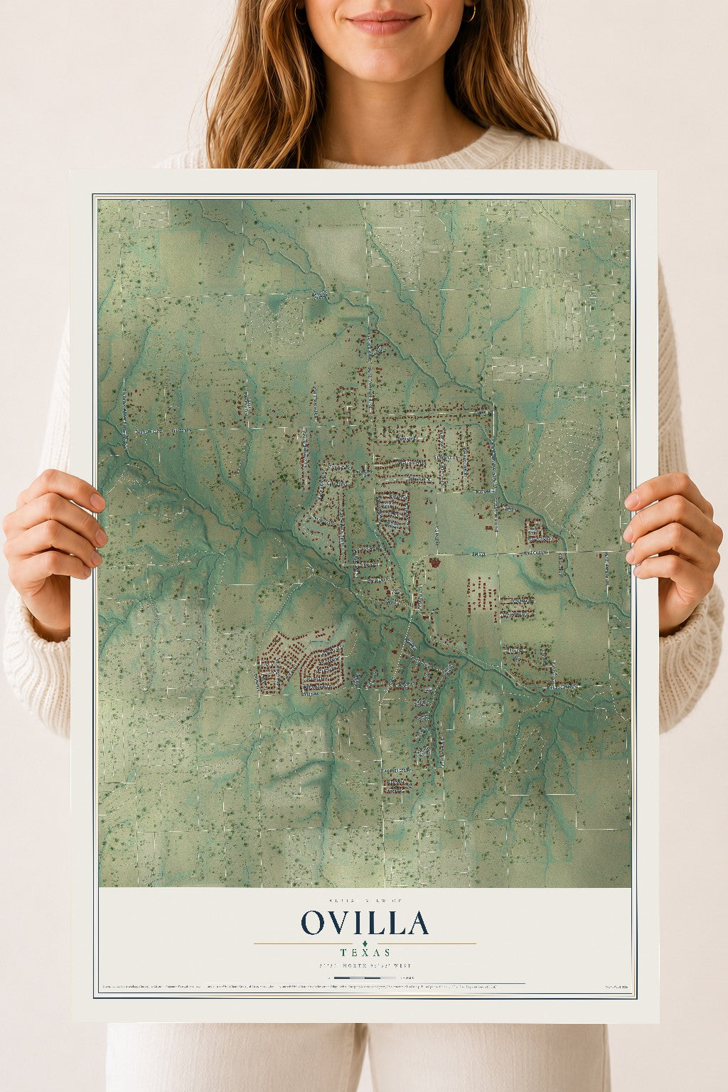 Map of Ovilla, Texas, 18 x 24 inch unframed archival matte print