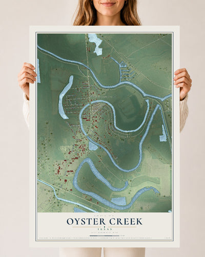 Map of Oyster Creek, Texas, 24 x 36 inch unframed archival matte print