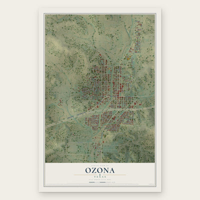 Ozona, Texas map print, the full design