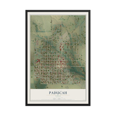 Map of Paducah, Texas, 12 x 18 inch print in a black wood frame
