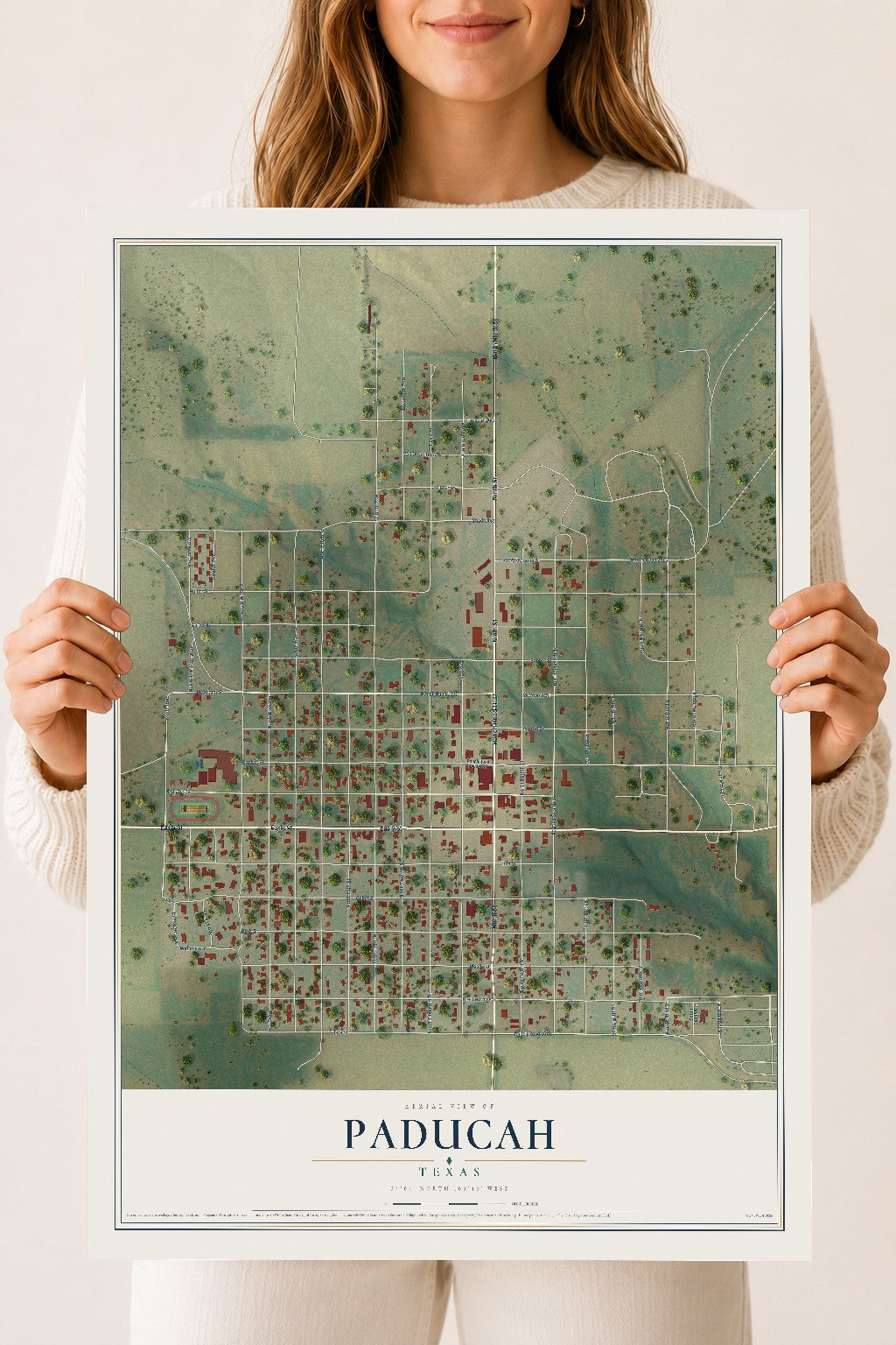 Map of Paducah, Texas, 18 x 24 inch unframed archival matte print