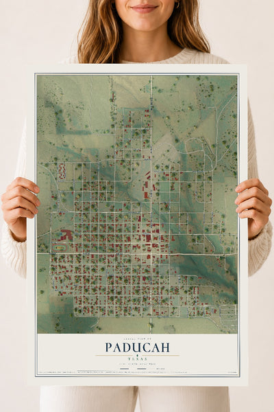 Map of Paducah, Texas, 18 x 24 inch unframed archival matte print
