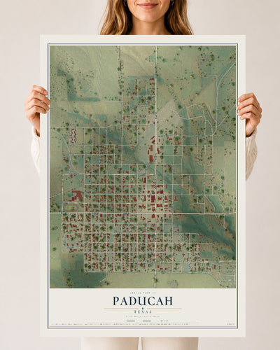 Map of Paducah, Texas, 24 x 36 inch unframed archival matte print