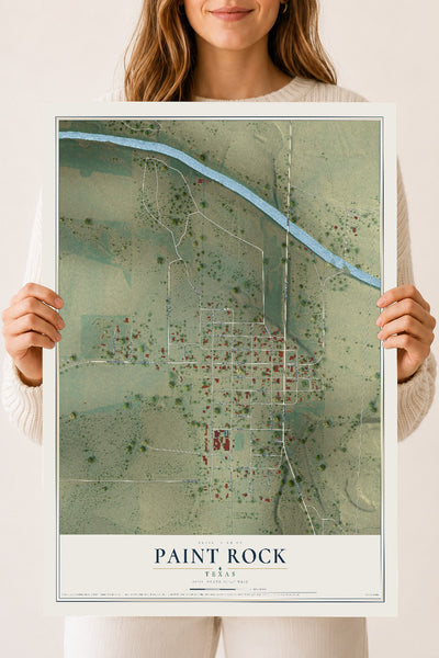 Map of Paint Rock, Texas, 18 x 24 inch unframed archival matte print