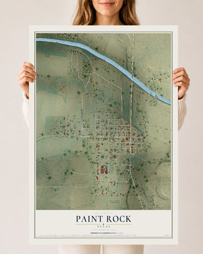 Map of Paint Rock, Texas, 24 x 36 inch unframed archival matte print