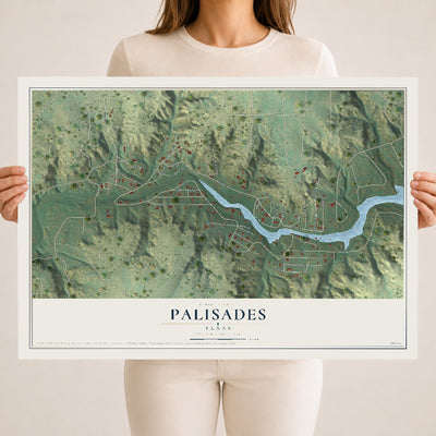 Map of Palisades, Texas, 18 x 24 inch unframed archival matte print