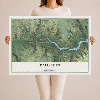 Map of Palisades, Texas, 24 x 36 inch unframed archival matte print