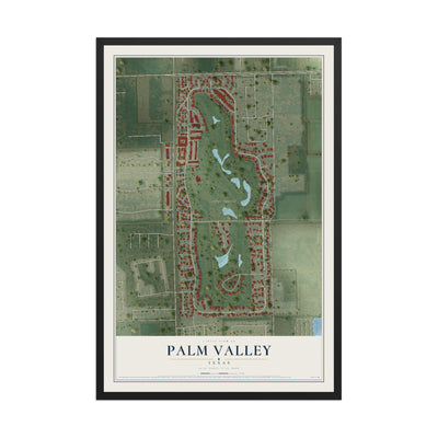 Map of Palm Valley, Texas, 12 x 18 inch print in a black wood frame