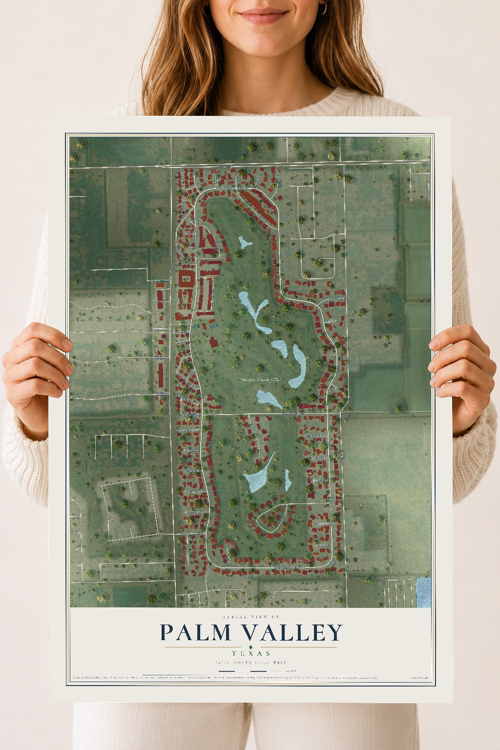 Map of Palm Valley, Texas, 18 x 24 inch unframed archival matte print