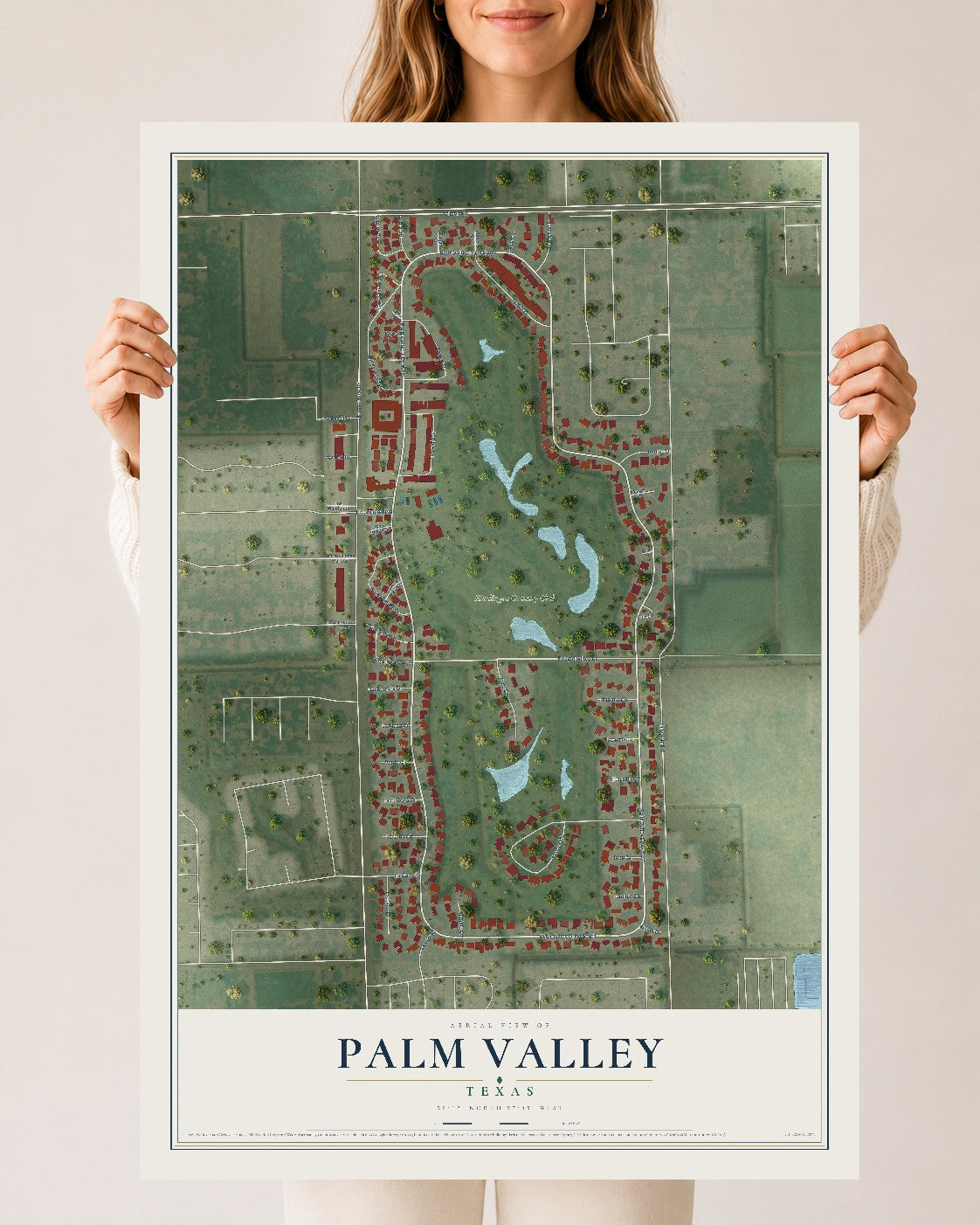 Map of Palm Valley, Texas, 24 x 36 inch unframed archival matte print