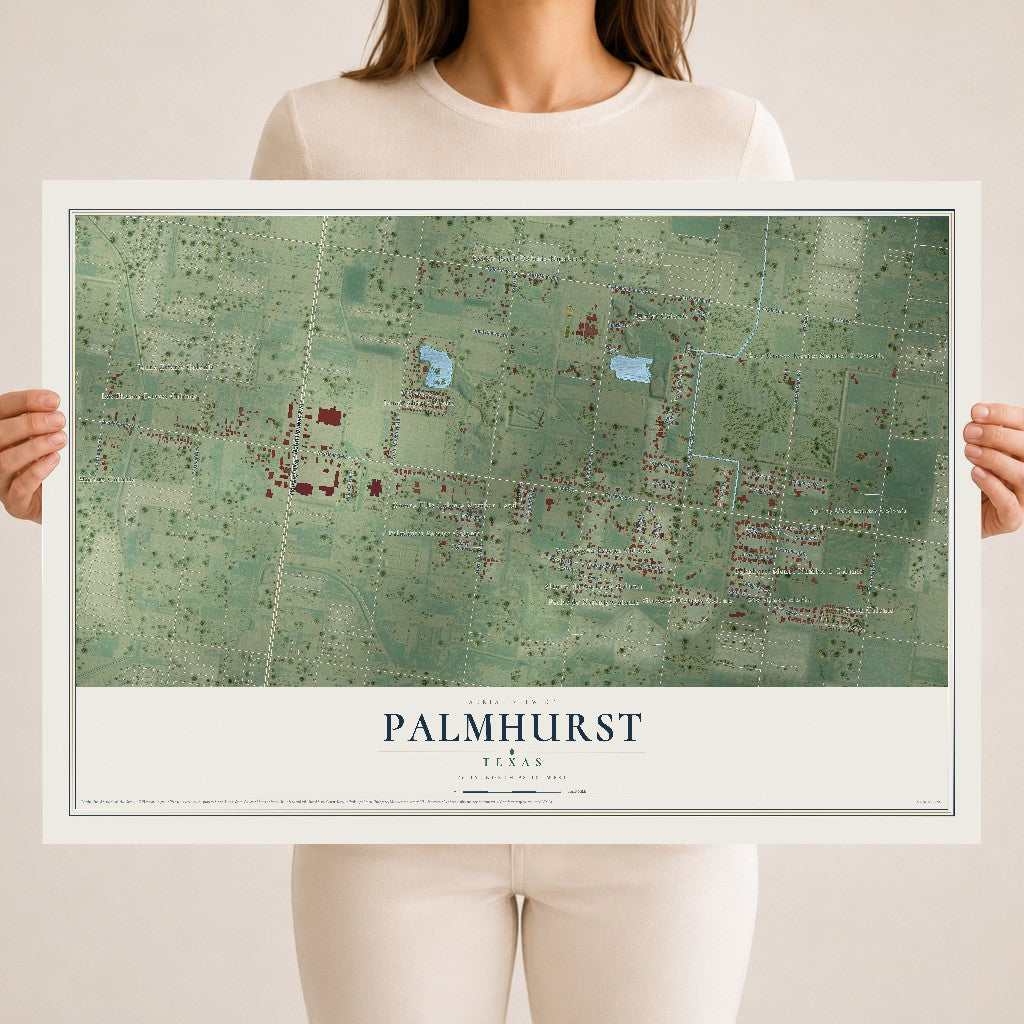 Map of Palmhurst, Texas, 18 x 24 inch unframed archival matte print
