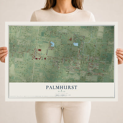 Map of Palmhurst, Texas, 18 x 24 inch unframed archival matte print