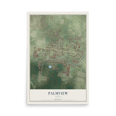 Map of Palmview, Texas, 12 x 18 inch unframed archival matte print