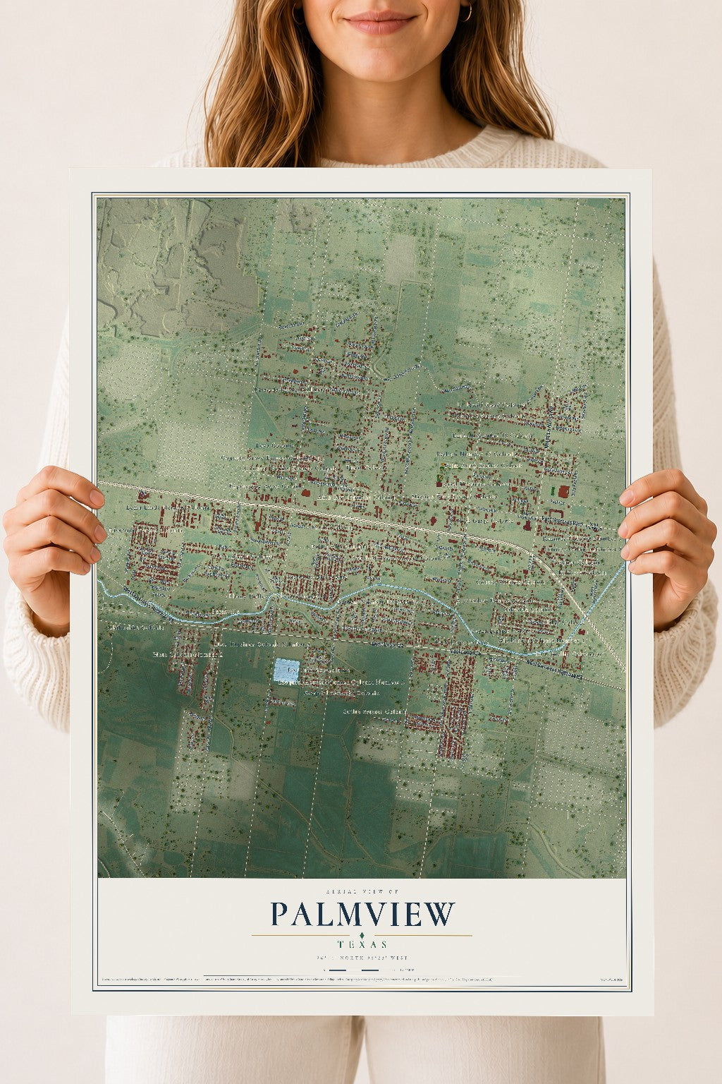 Map of Palmview, Texas, 18 x 24 inch unframed archival matte print