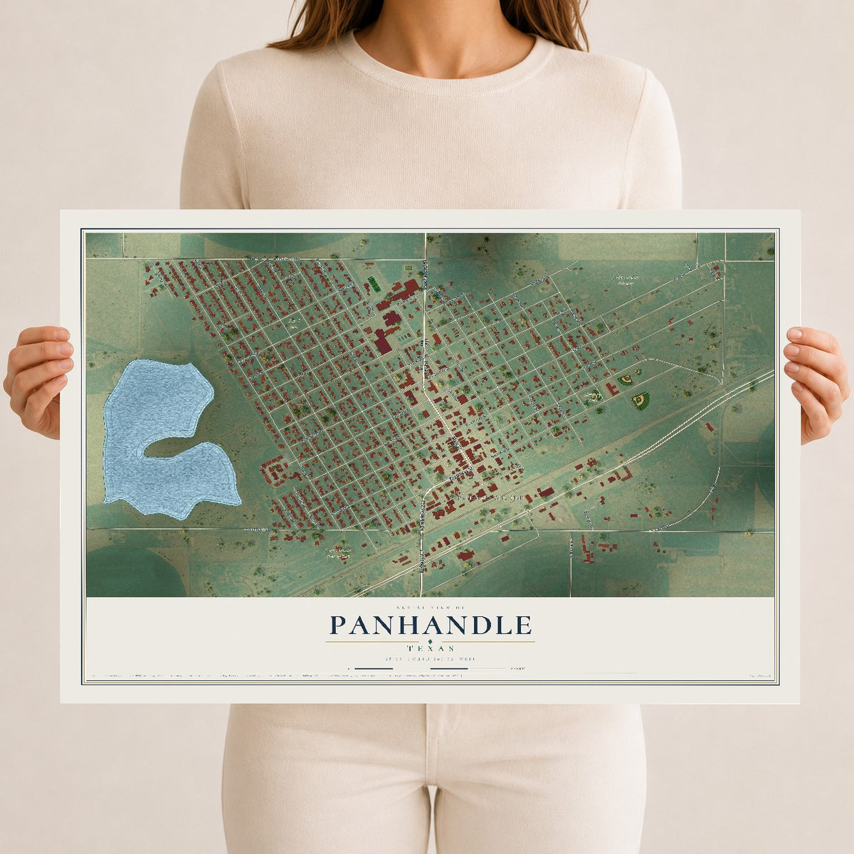 Map of Panhandle, Texas, 12 x 18 inch unframed archival matte print