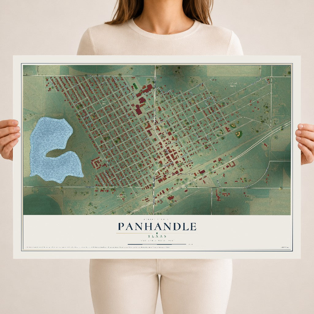 Map of Panhandle, Texas, 18 x 24 inch unframed archival matte print