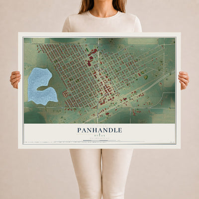 Map of Panhandle, Texas, 24 x 36 inch unframed archival matte print