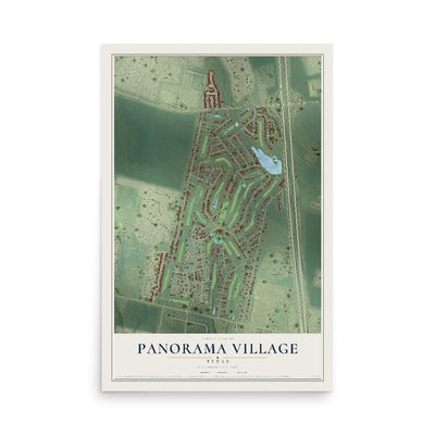 Map of Panorama Village, Texas, 12 x 18 inch unframed archival matte print