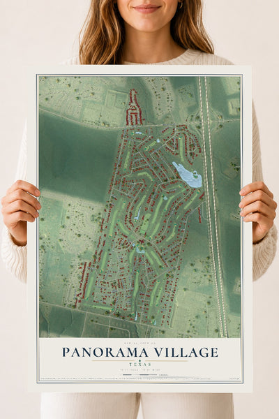 Map of Panorama Village, Texas, 18 x 24 inch unframed archival matte print