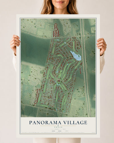 Map of Panorama Village, Texas, 24 x 36 inch unframed archival matte print