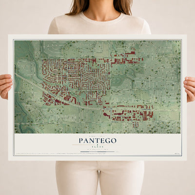 Map of Pantego, Texas, 18 x 24 inch unframed archival matte print