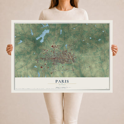 Map of Paris, Texas, 24 x 36 inch unframed archival matte print