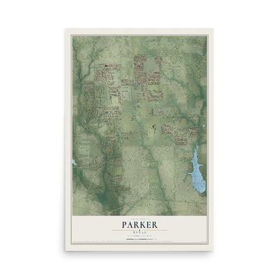 Map of Parker, Texas, 12 x 18 inch unframed archival matte print