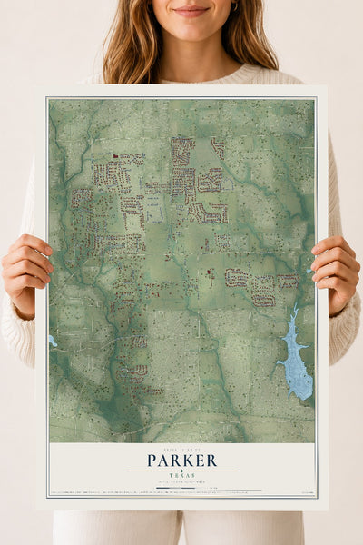 Map of Parker, Texas, 18 x 24 inch unframed archival matte print