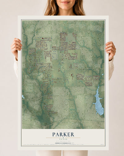 Map of Parker, Texas, 24 x 36 inch unframed archival matte print