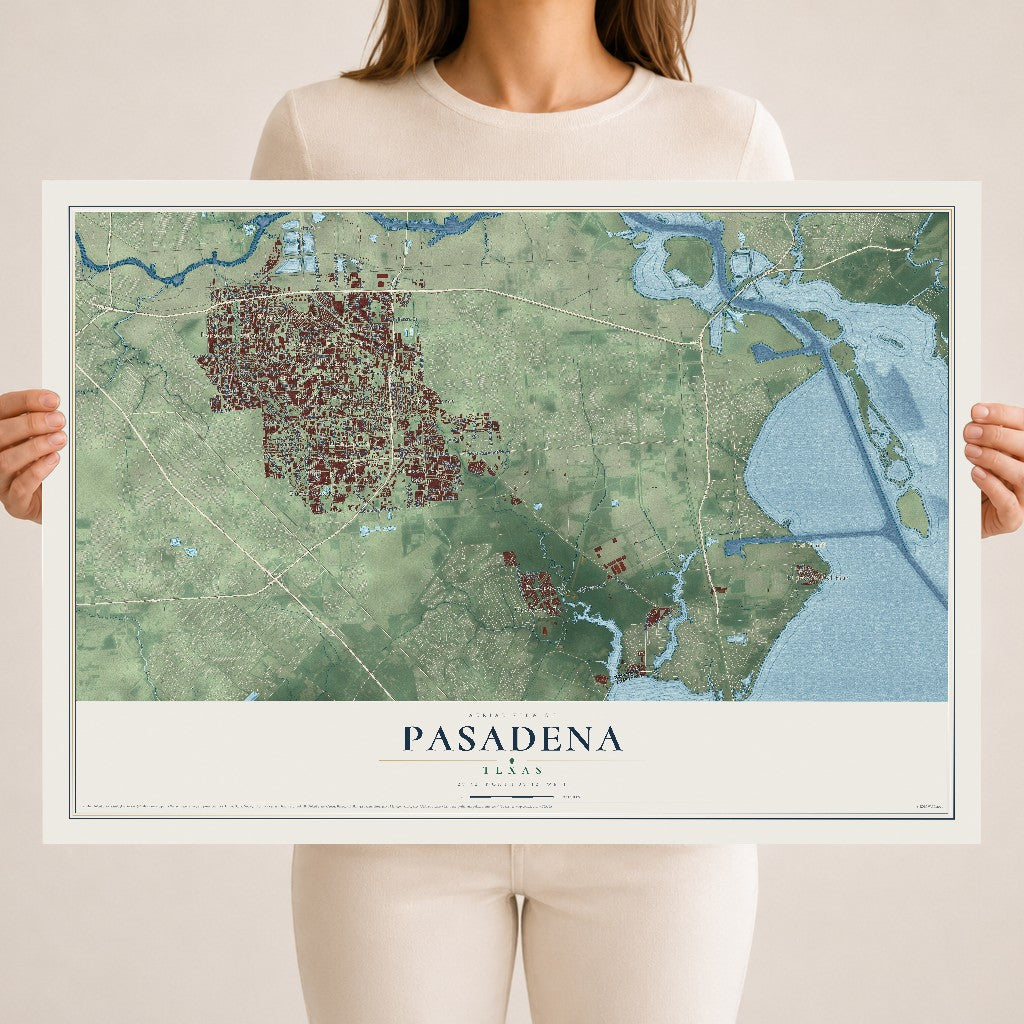Map of Pasadena, Texas, 18 x 24 inch unframed archival matte print