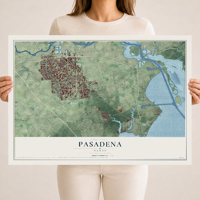 Map of Pasadena, Texas, 18 x 24 inch unframed archival matte print
