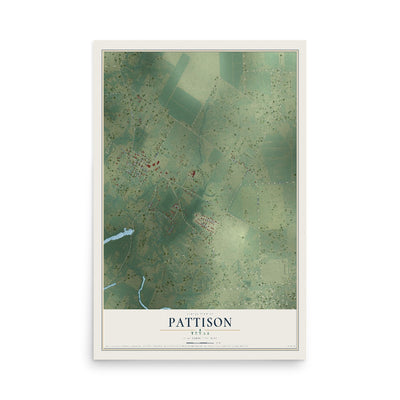 Map of Pattison, Texas, 12 x 18 inch unframed archival matte print