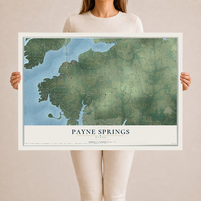 Map of Payne Springs, Texas, 24 x 36 inch unframed archival matte print