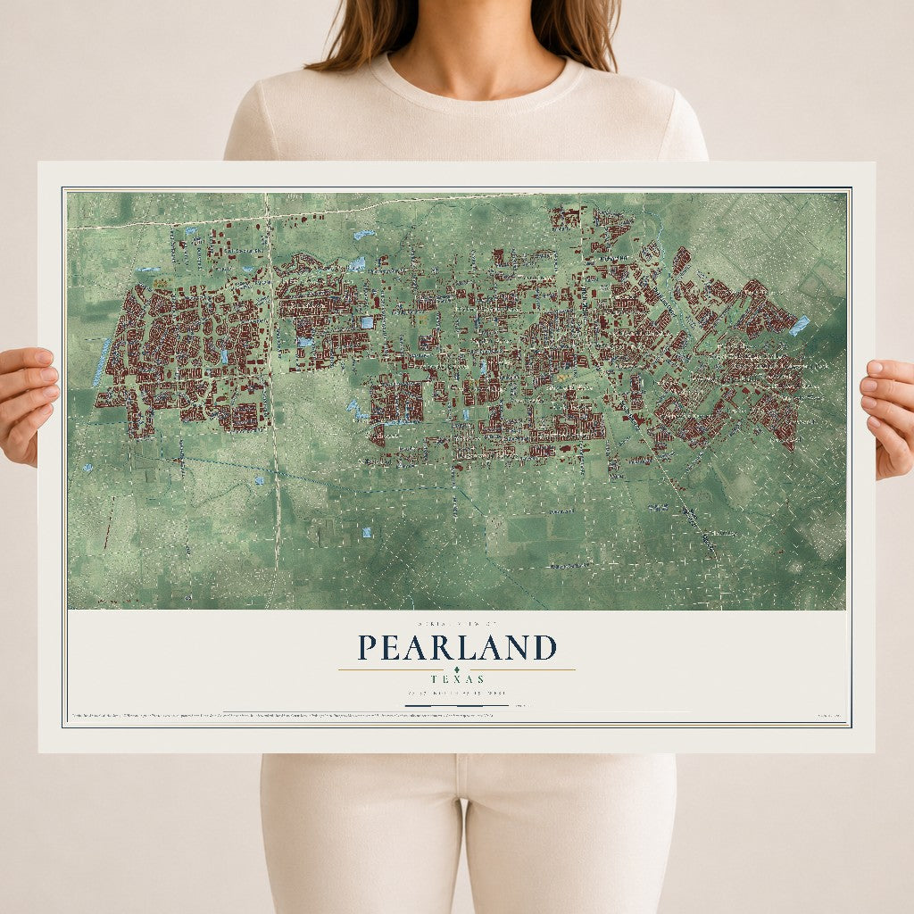 Map of Pearland, Texas, 18 x 24 inch unframed archival matte print