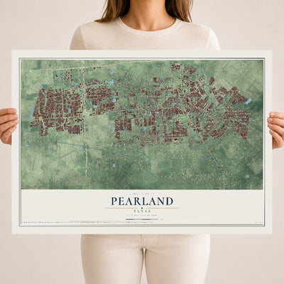 Map of Pearland, Texas, 18 x 24 inch unframed archival matte print