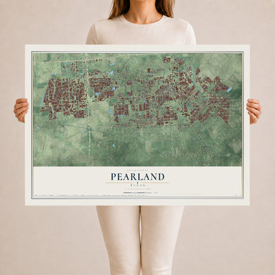 Map of Pearland, Texas, 24 x 36 inch unframed archival matte print