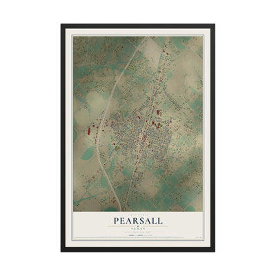 Map of Pearsall, Texas, 12 x 18 inch print in a black wood frame