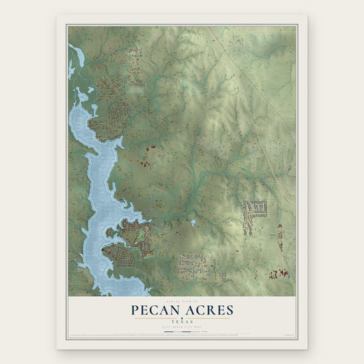 Pecan Acres, Texas map print, the full design