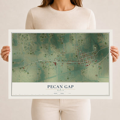Map of Pecan Gap, Texas, 12 x 18 inch unframed archival matte print