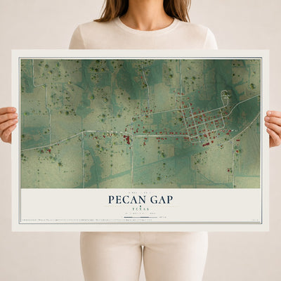 Map of Pecan Gap, Texas, 18 x 24 inch unframed archival matte print