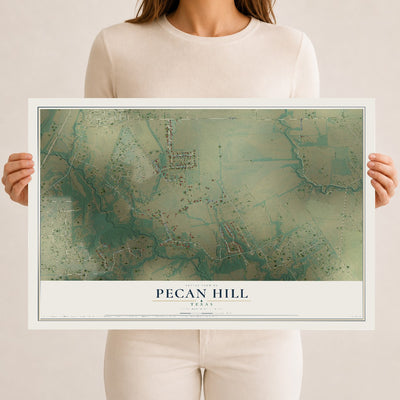 Map of Pecan Hill, Texas, 12 x 18 inch unframed archival matte print