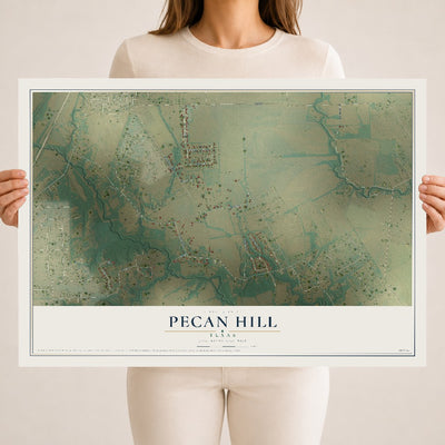 Map of Pecan Hill, Texas, 18 x 24 inch unframed archival matte print