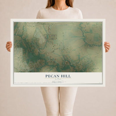 Map of Pecan Hill, Texas, 24 x 36 inch unframed archival matte print