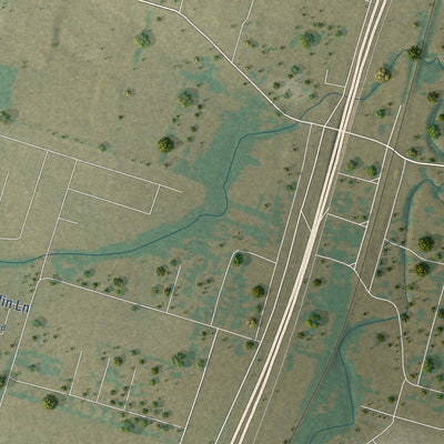 Close-up of the map of Pendleton, Texas print showing street and building detail